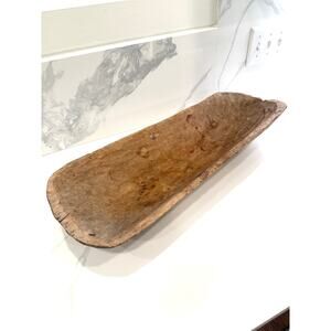 Rustic Wooden Dough Bowl Baguette Batea XL Bowl 100% Wood Hand Carved 25" Trough